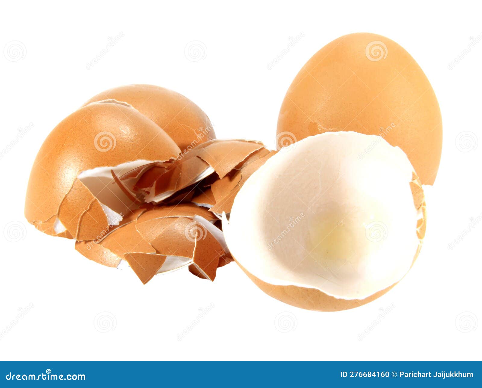 Egg Shells Isolated on White Background with Clipping Path Stock Photo