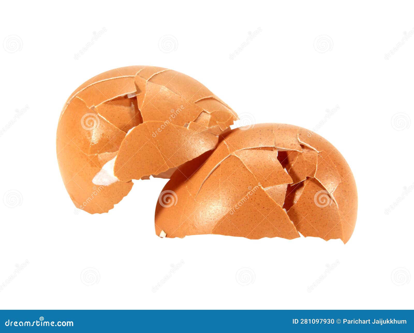 Egg Shells Isolated on White Background with Clipping Path Stock Photo