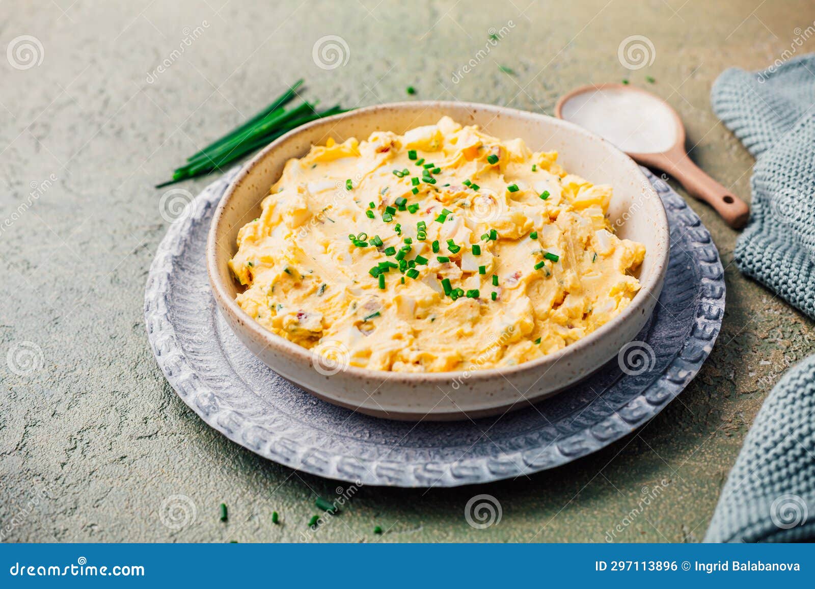 Egg Spread with Cream Cheese, Egg and Chives Stock Photo Image of