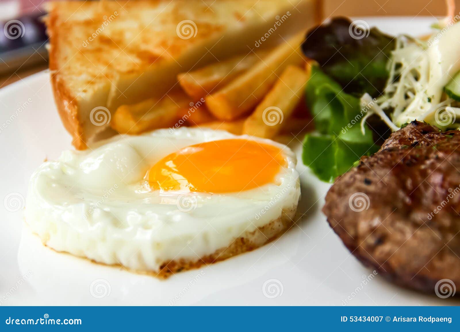 Egg and steak stock image. Image of green, food, delicious - 53434007