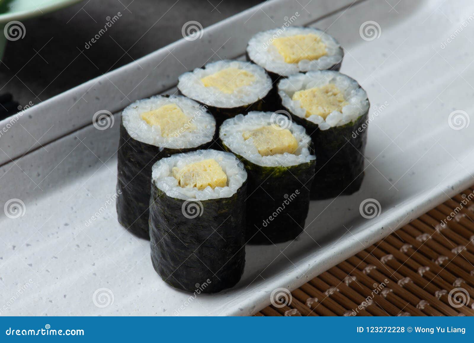 Egg Tamago Maki with Background Stock Photo - Image of maki, food ...