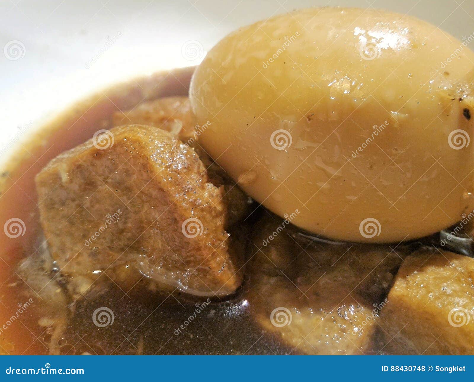 Egg and Tofu Stewed in the Gravy Stock Photo Image of thai, soup