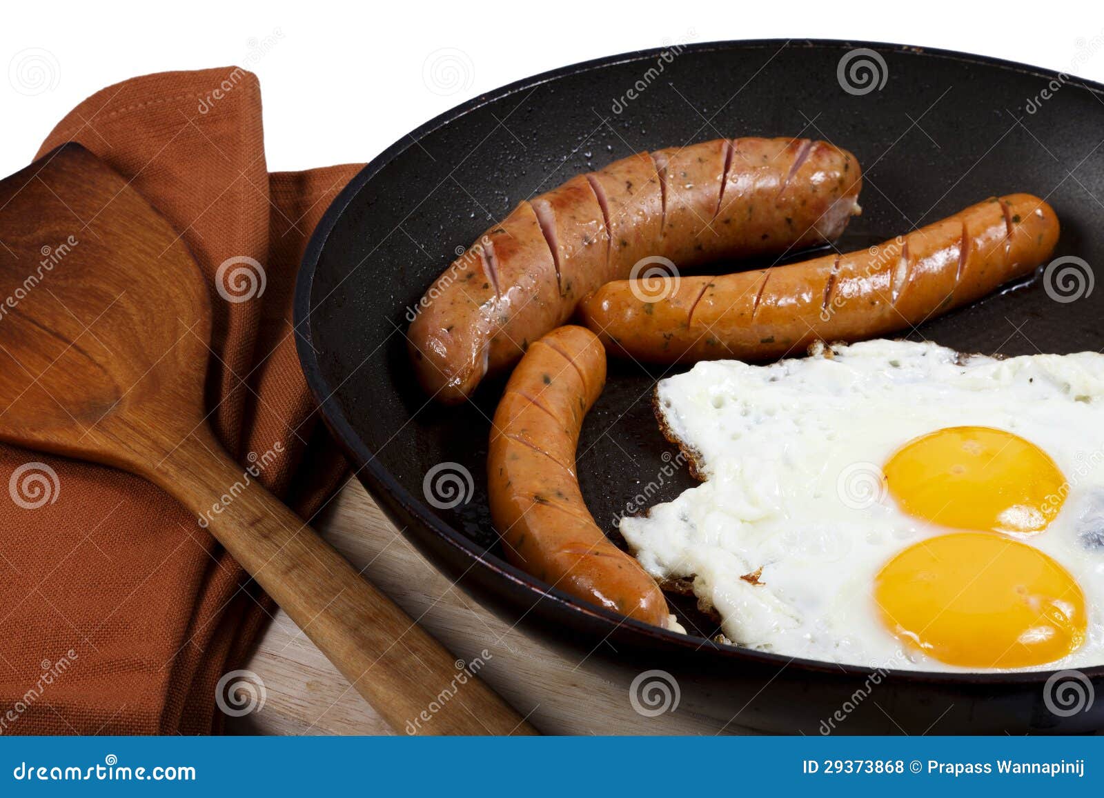 Egg and Veal Sausage Breakfast Isolated Stock Photo Image of cooking