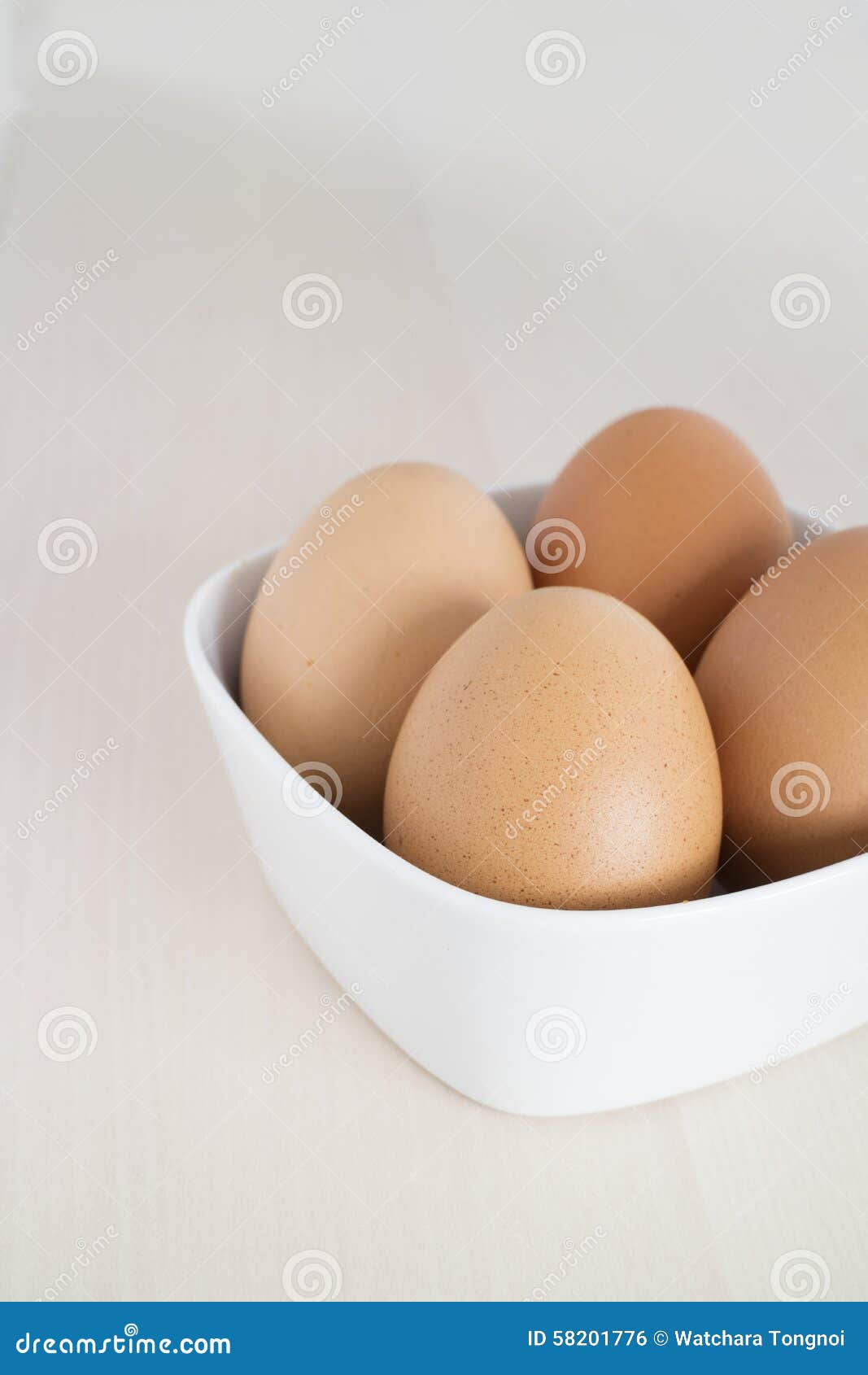 Egg in White Bowl,wood Plate Stock Photo Image of brown, white 58201776