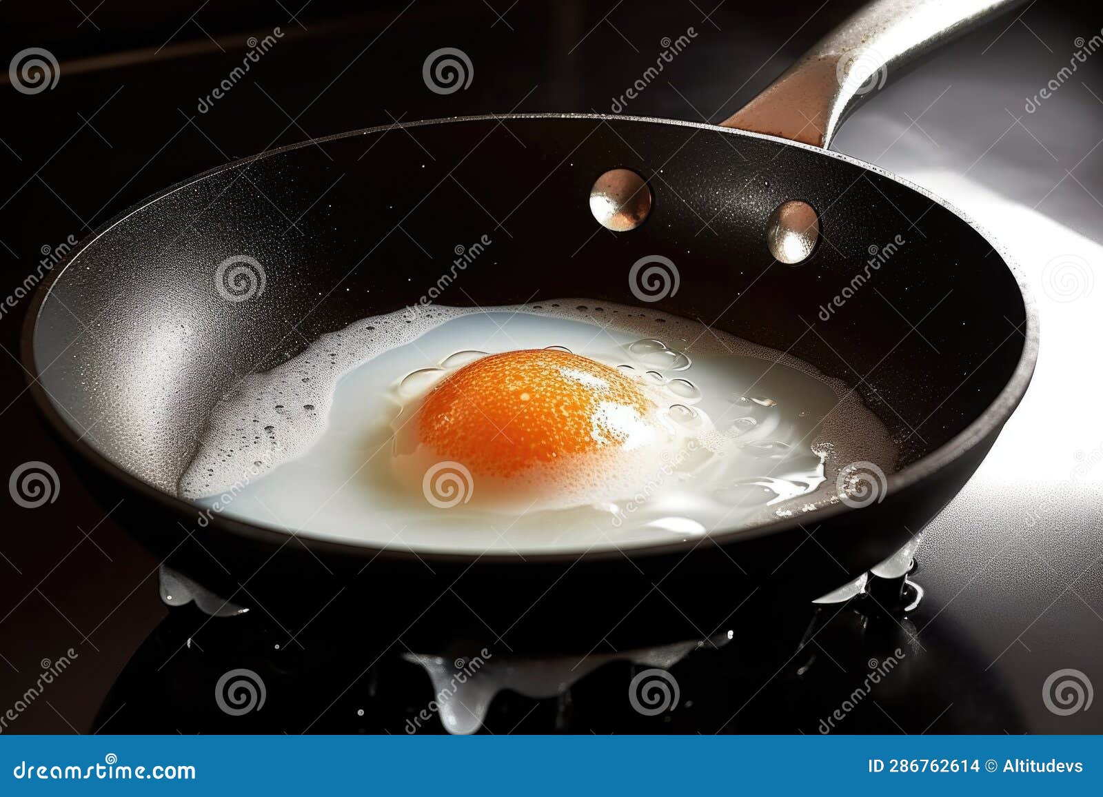 Egg White Bubbling in a Nonstick Pan Stock Photo Image of stove, kitchen 286762614