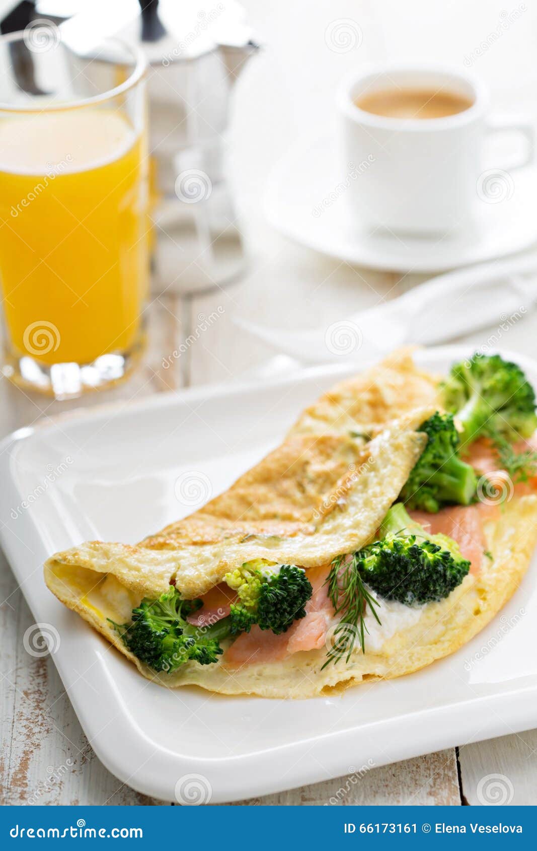 Eggwhite Omelet with Salmon and Broccoli Stock Image Image of fried