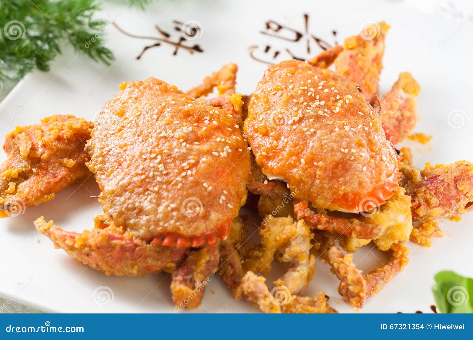 Egg yolk baked crab stock photo. Image of china, sesame 67321354