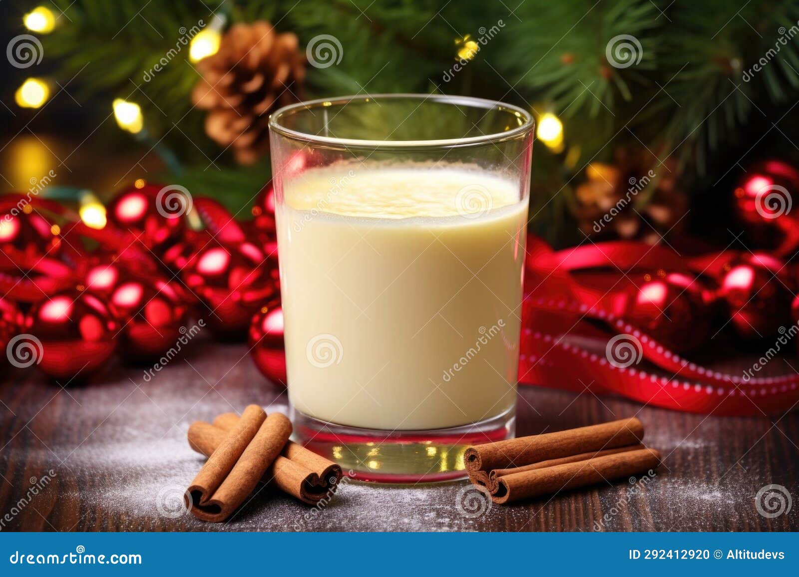 Eggnog in Glass with Candy Canes and Holiday Lights Stock Photo Image of christmas, festive