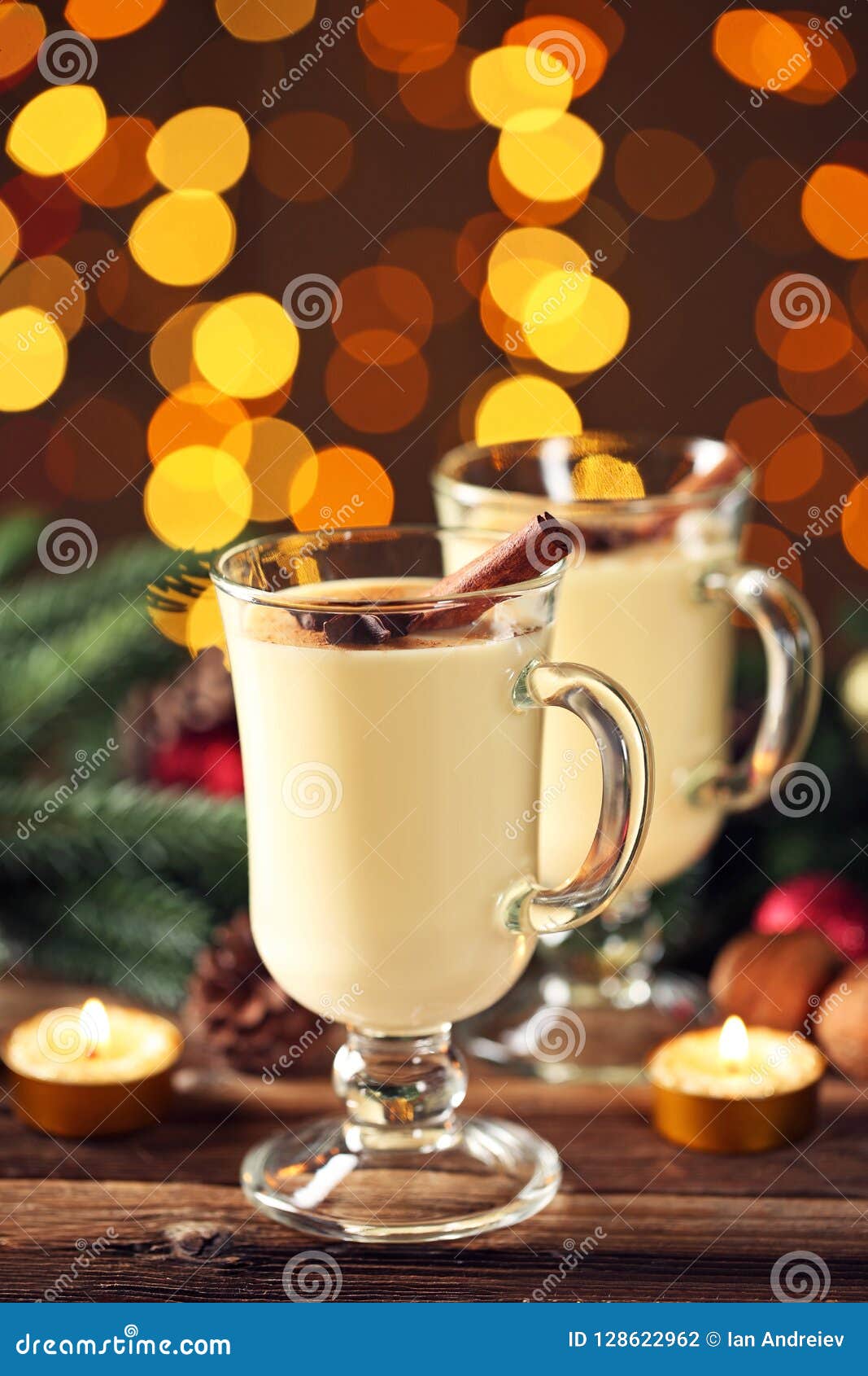 Eggnog in glasses stock photo. Image of flame, cocktail 128622962