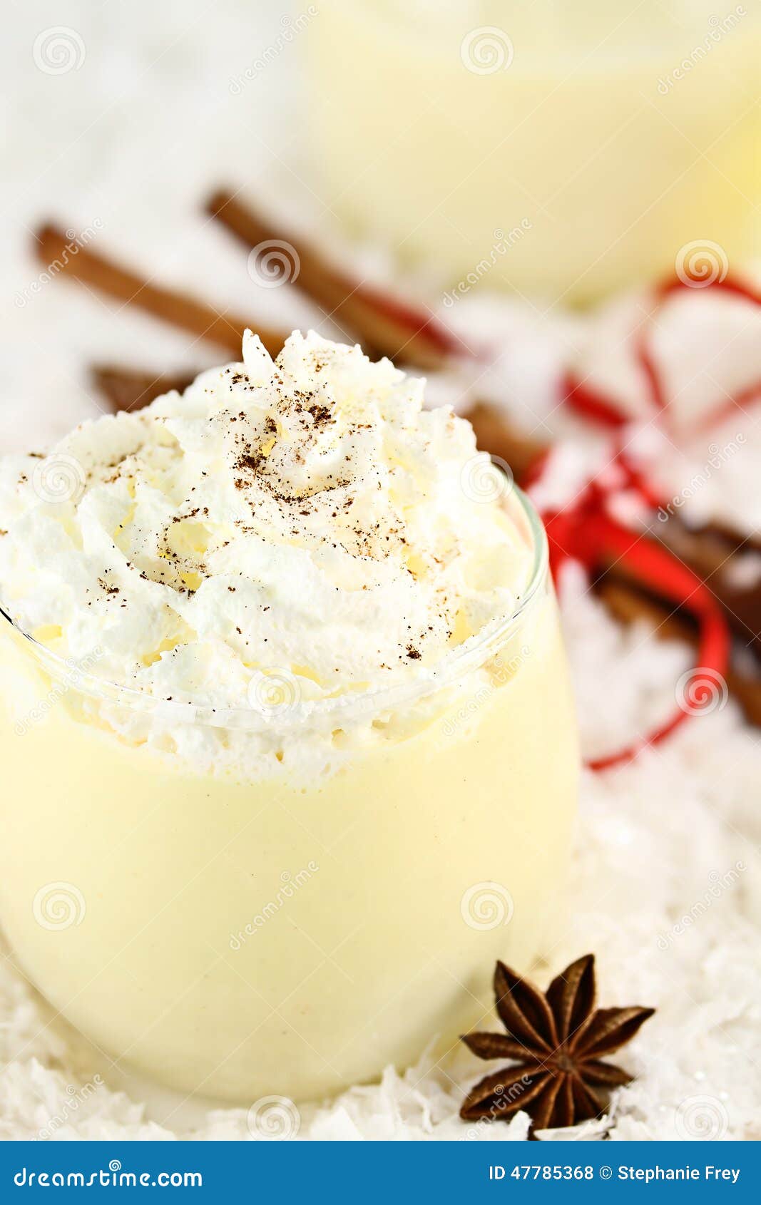 Eggnog with Whipped Cream and Cinnamon Stock Photo Image of glasses