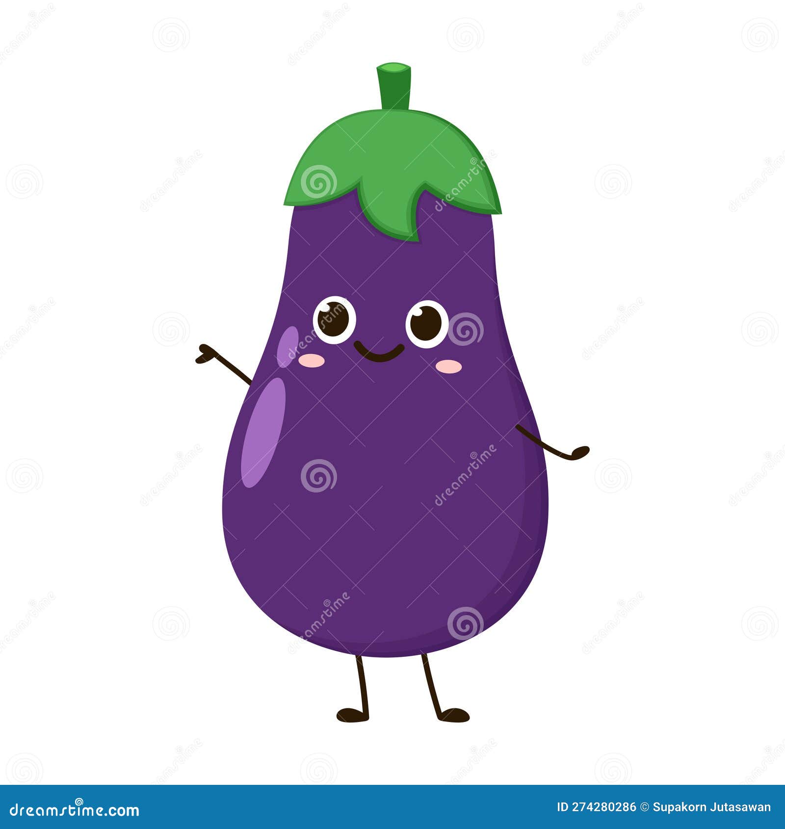 Eggplant Character Design. Isolated Vector Vegetable Illustration
