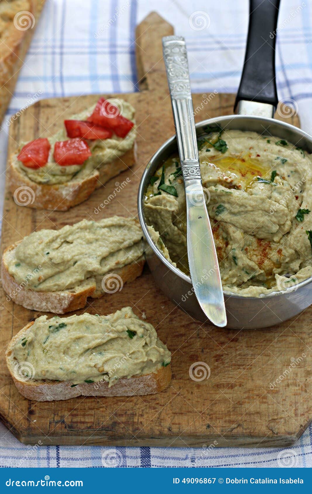Eggplant Baba Ganoush with Bread Stock Image Image of healthy