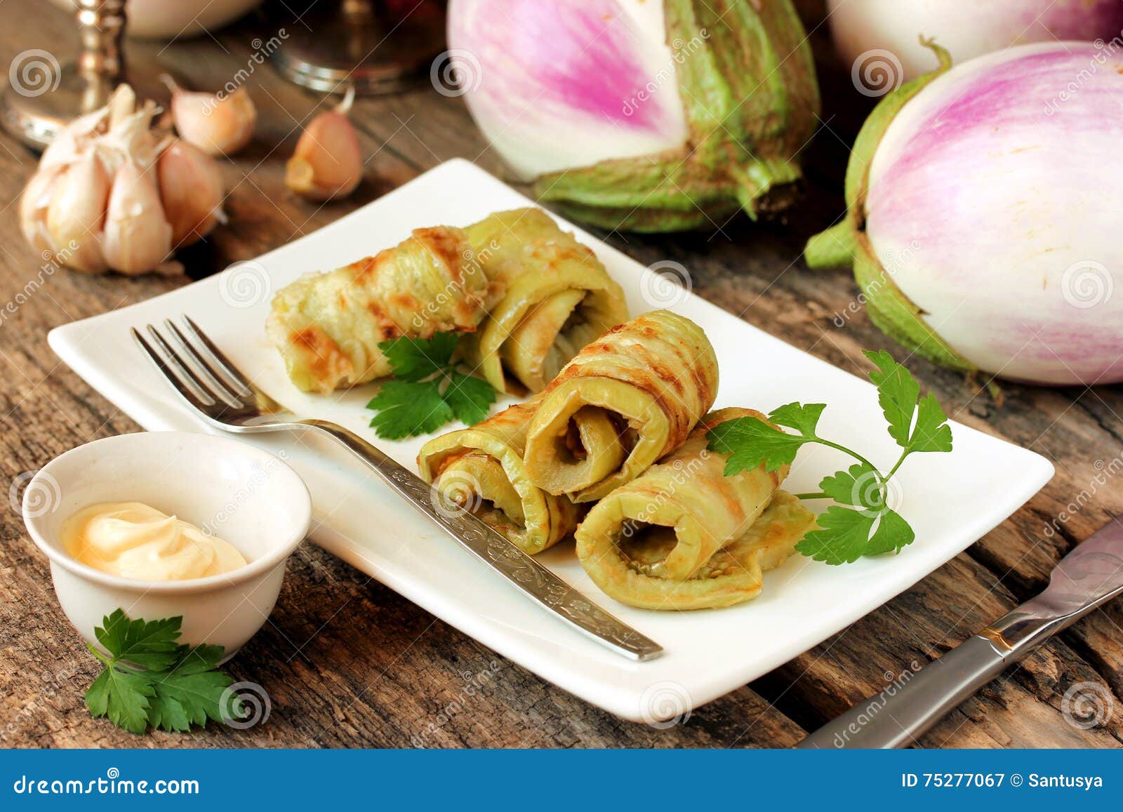 Eggplant Caviar with Garlic and Mayonnaise Stock Image Image of
