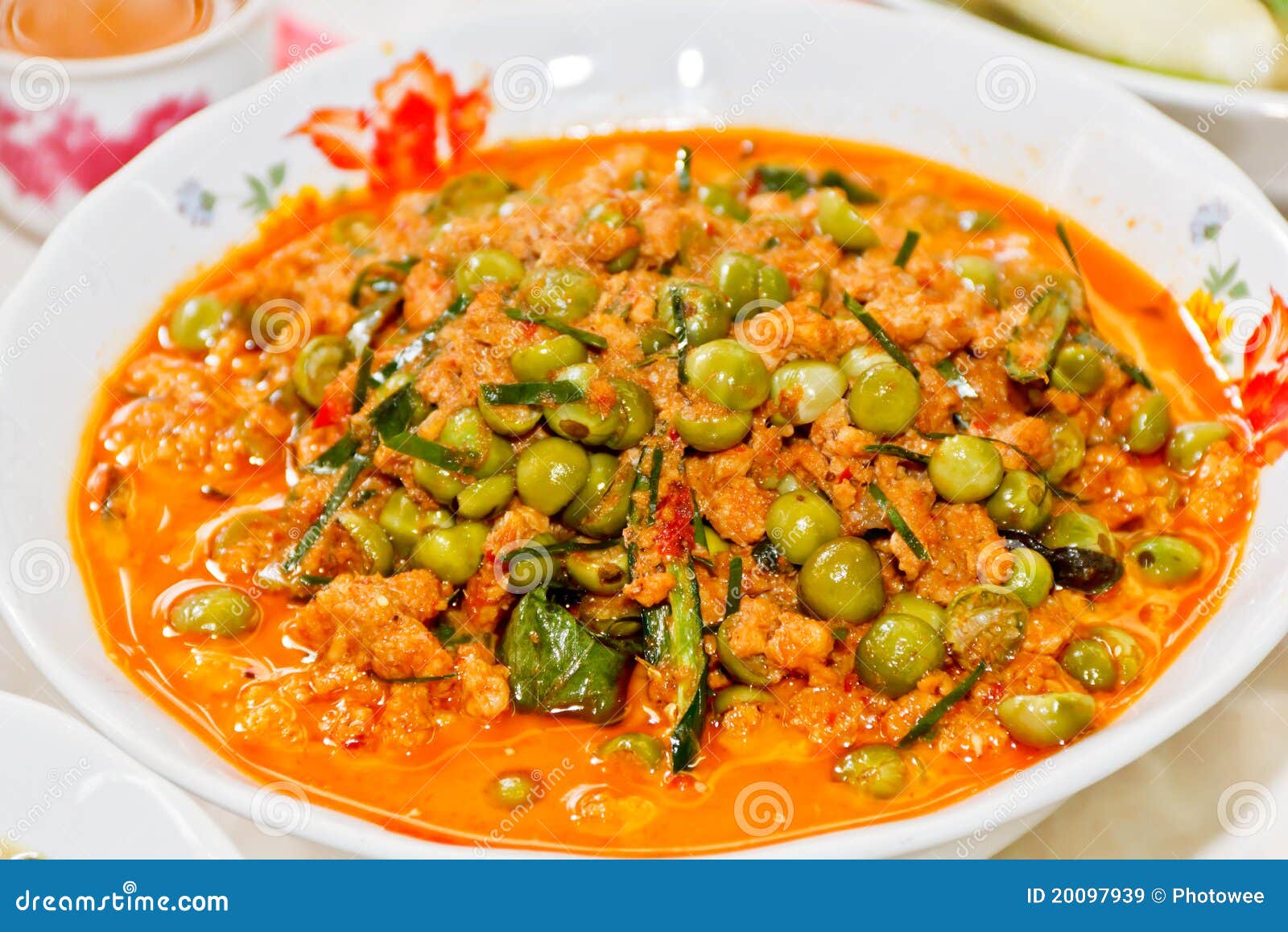 Eggplant curry with Pork stock image. Image of chillies 20097939