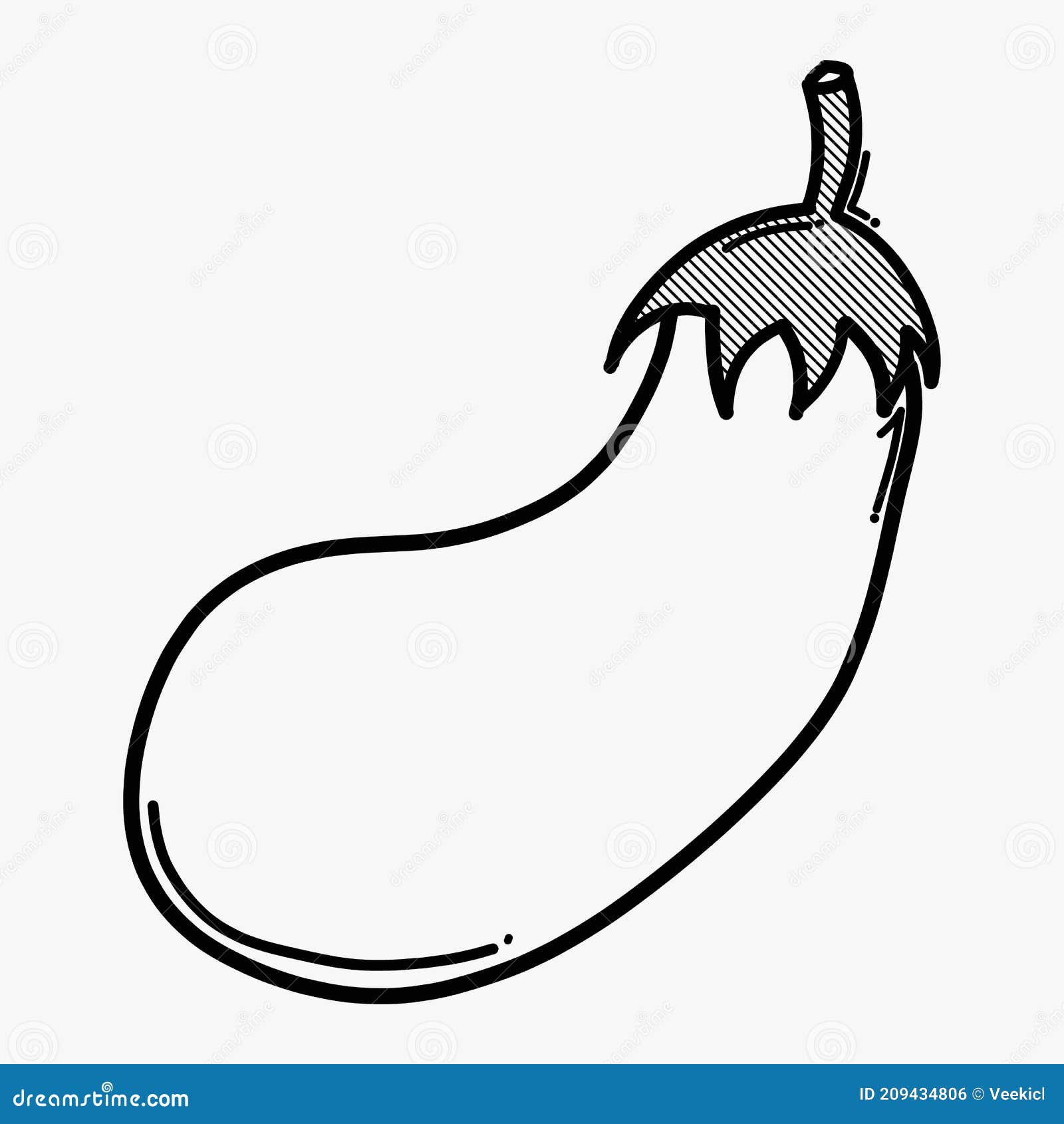 Eggplant Doodle Vector Icon. Drawing Sketch Illustration Hand Drawn