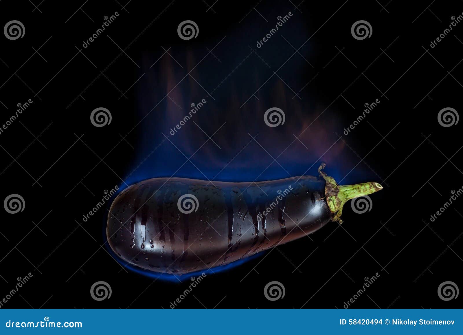 Eggplant on fire stock photo. Image of fire, pattern 58420494