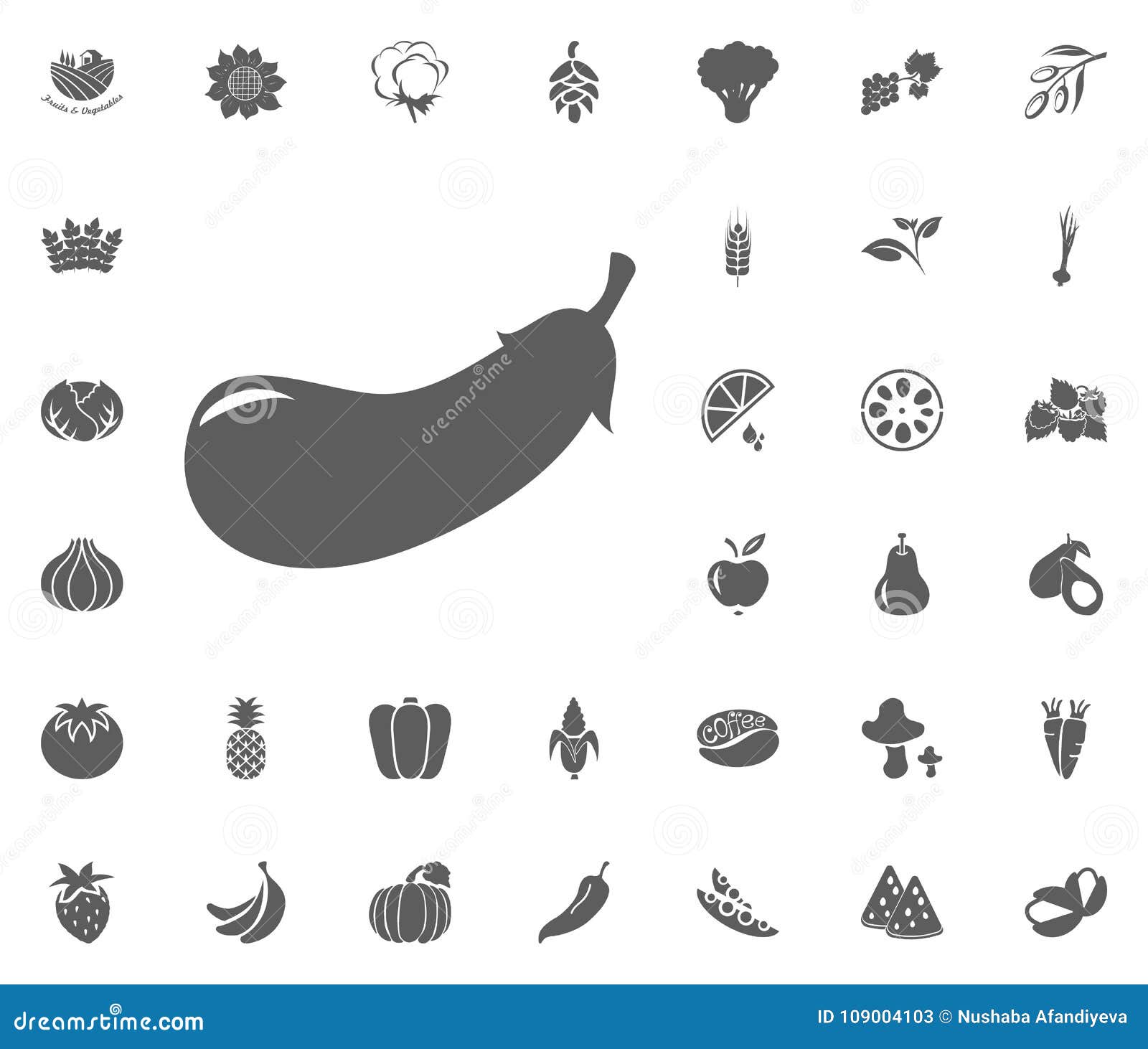 Eggplant Icon. Fruit and Vegetables Vector Illustration Icon Set. Food ...