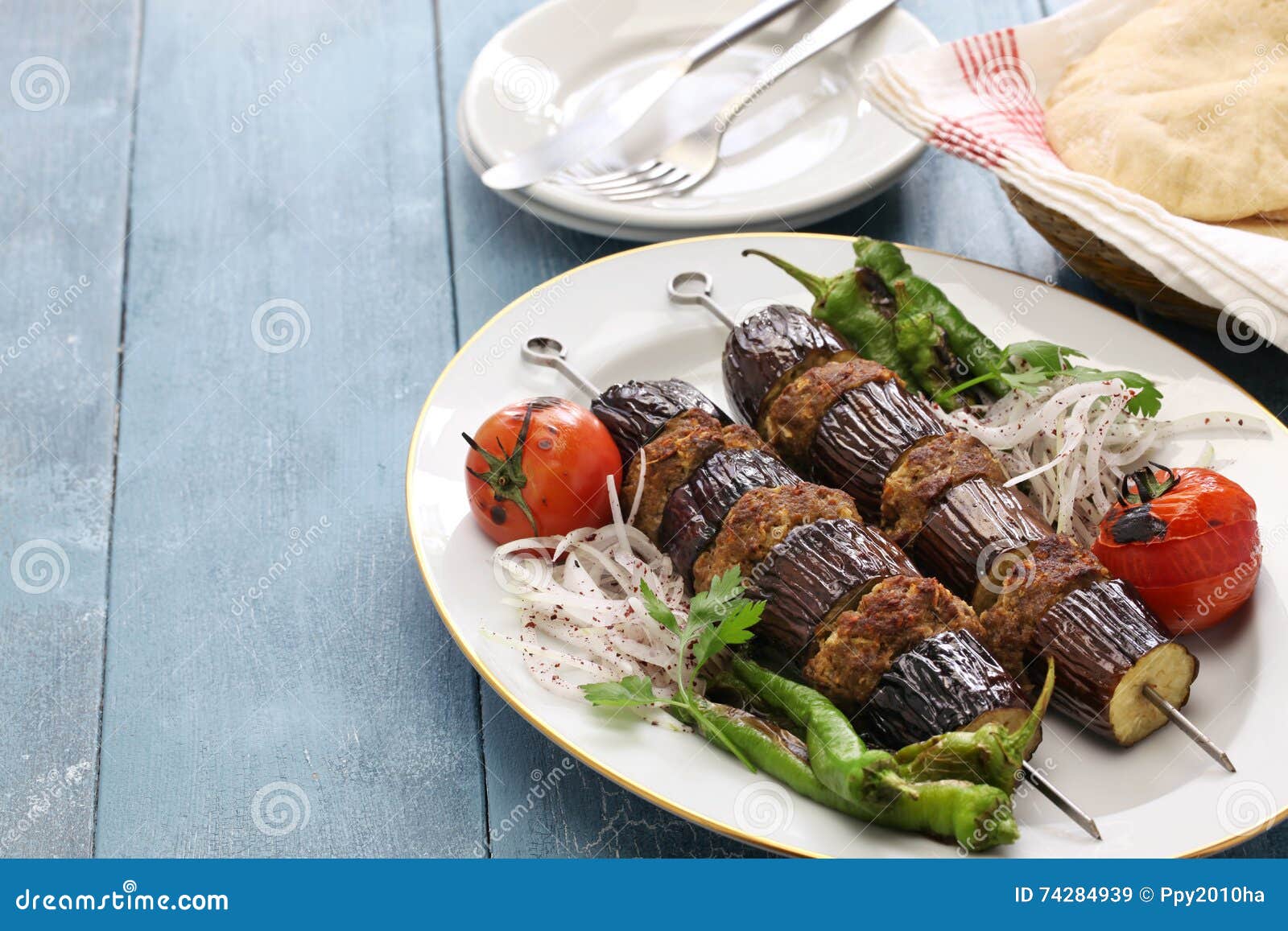 Eggplant Kebab, Turkish Cuisine Stock Image Image of chili, cooking
