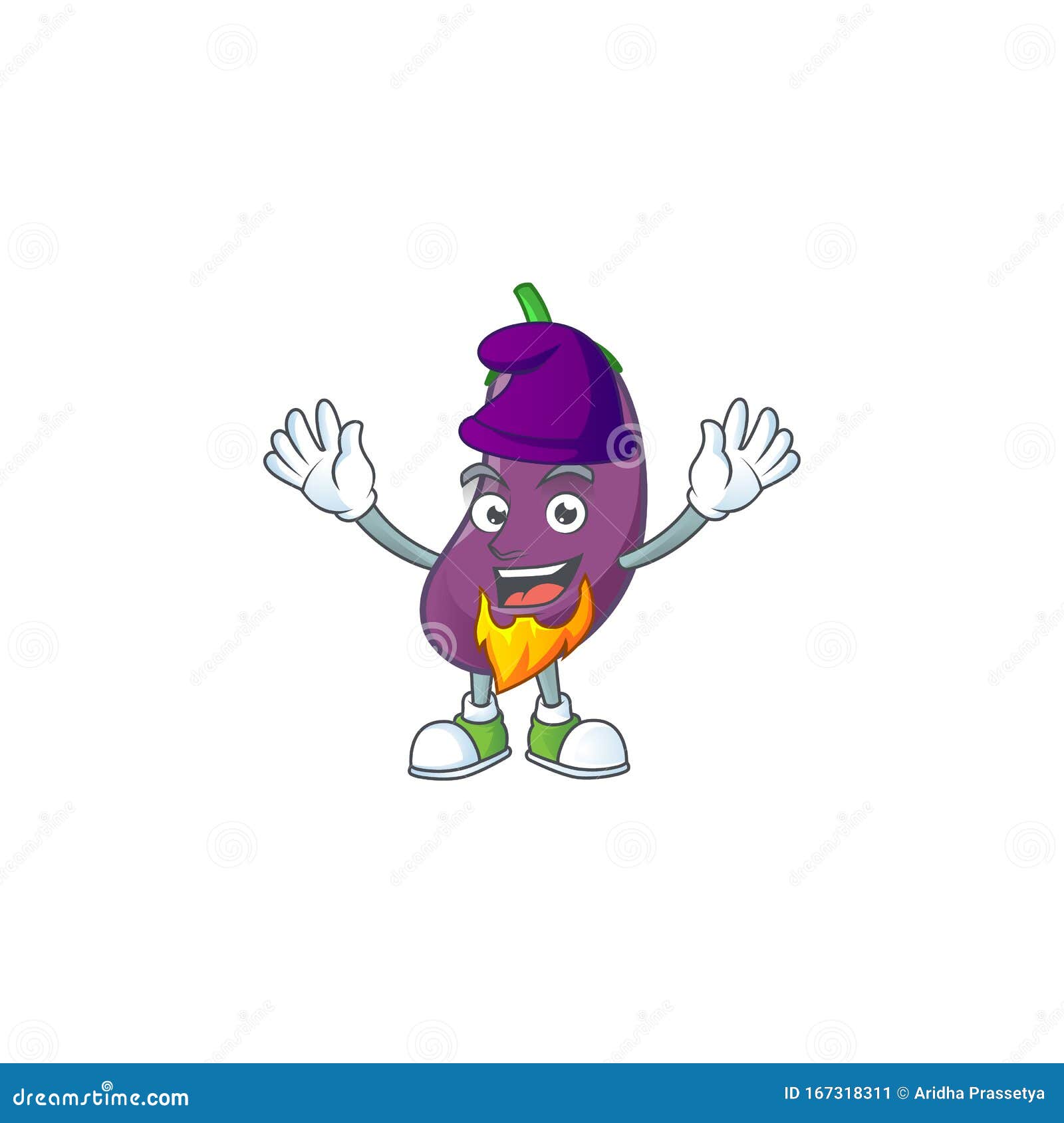 Eggplant Mascot Cartoon Style As an Elf Stock Vector - Illustration of ...