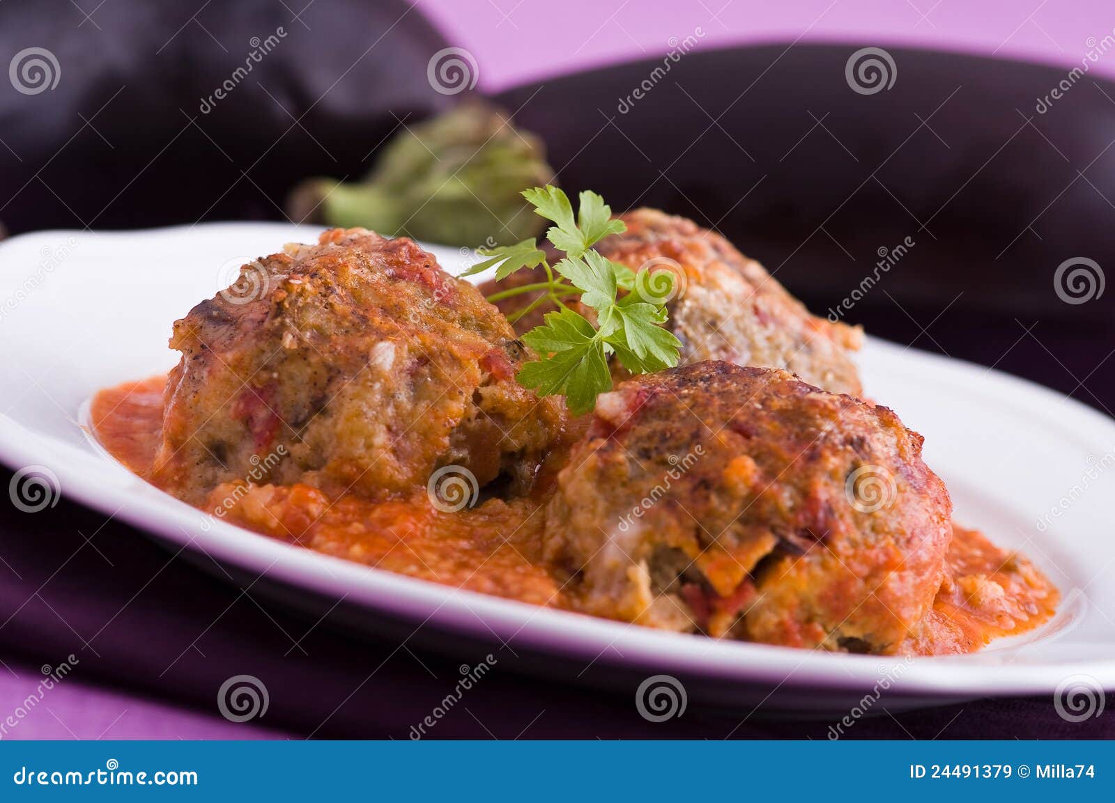Eggplant meatballs. stock image. Image of food, italy 24491379