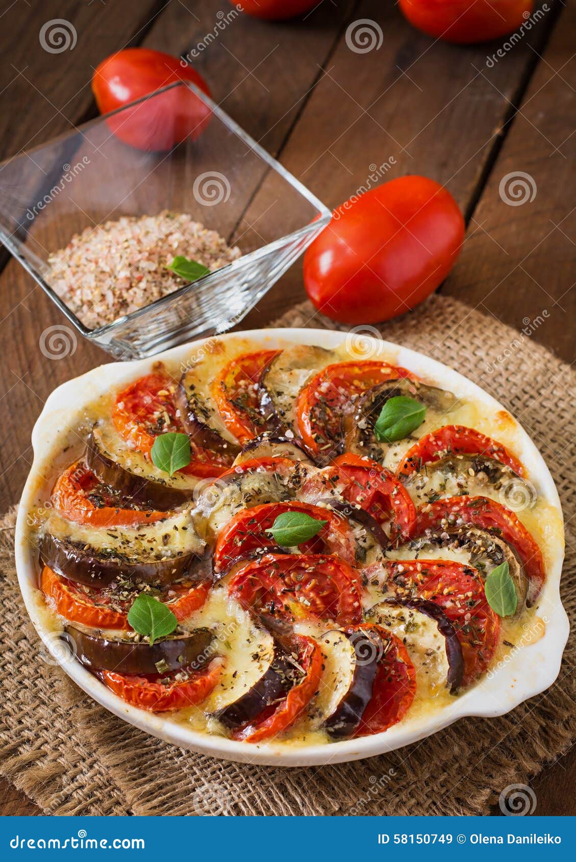 Eggplant with Mozzarella and Tomatoes Stock Image Image of diet