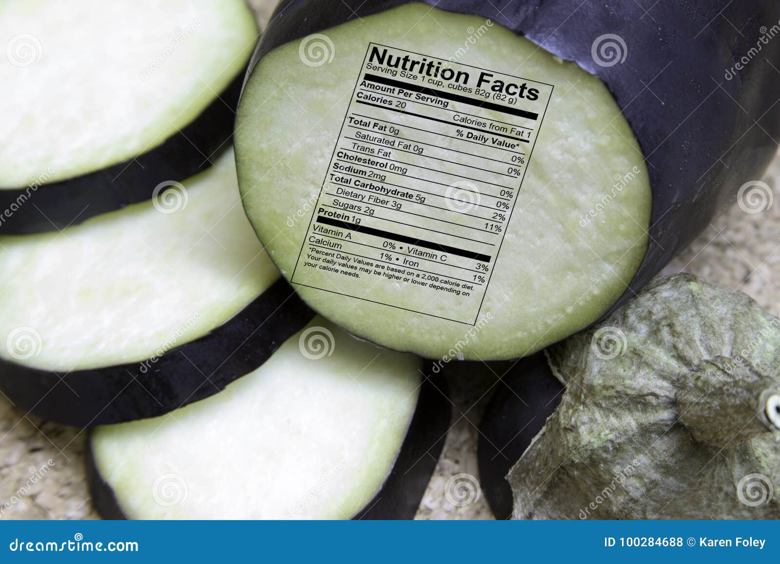 Eggplant with Nutrition Label Stock Photo Image of calorie, produce