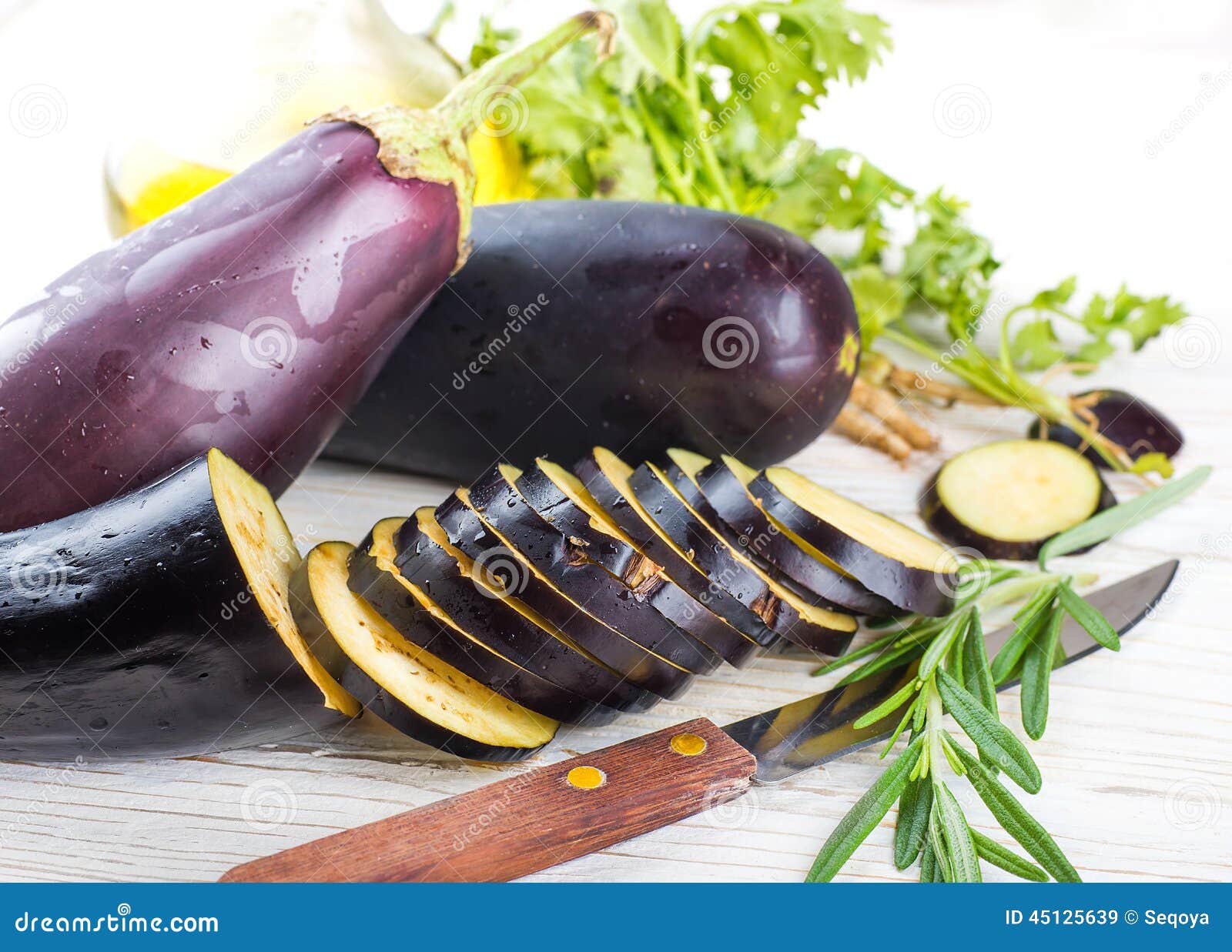 Eggplant and olive oil stock image. Image of green, zucchini 45125639