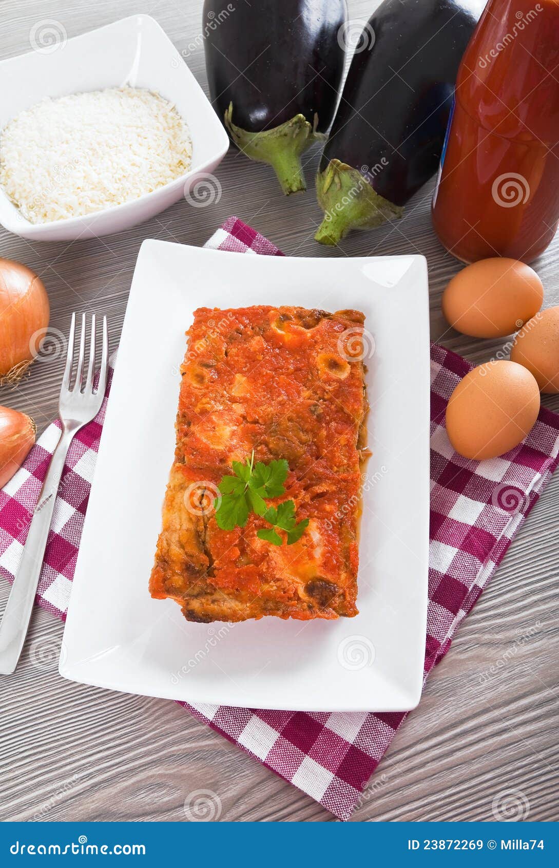 Eggplant Parmigiana. stock image. Image of nutritional 23872269