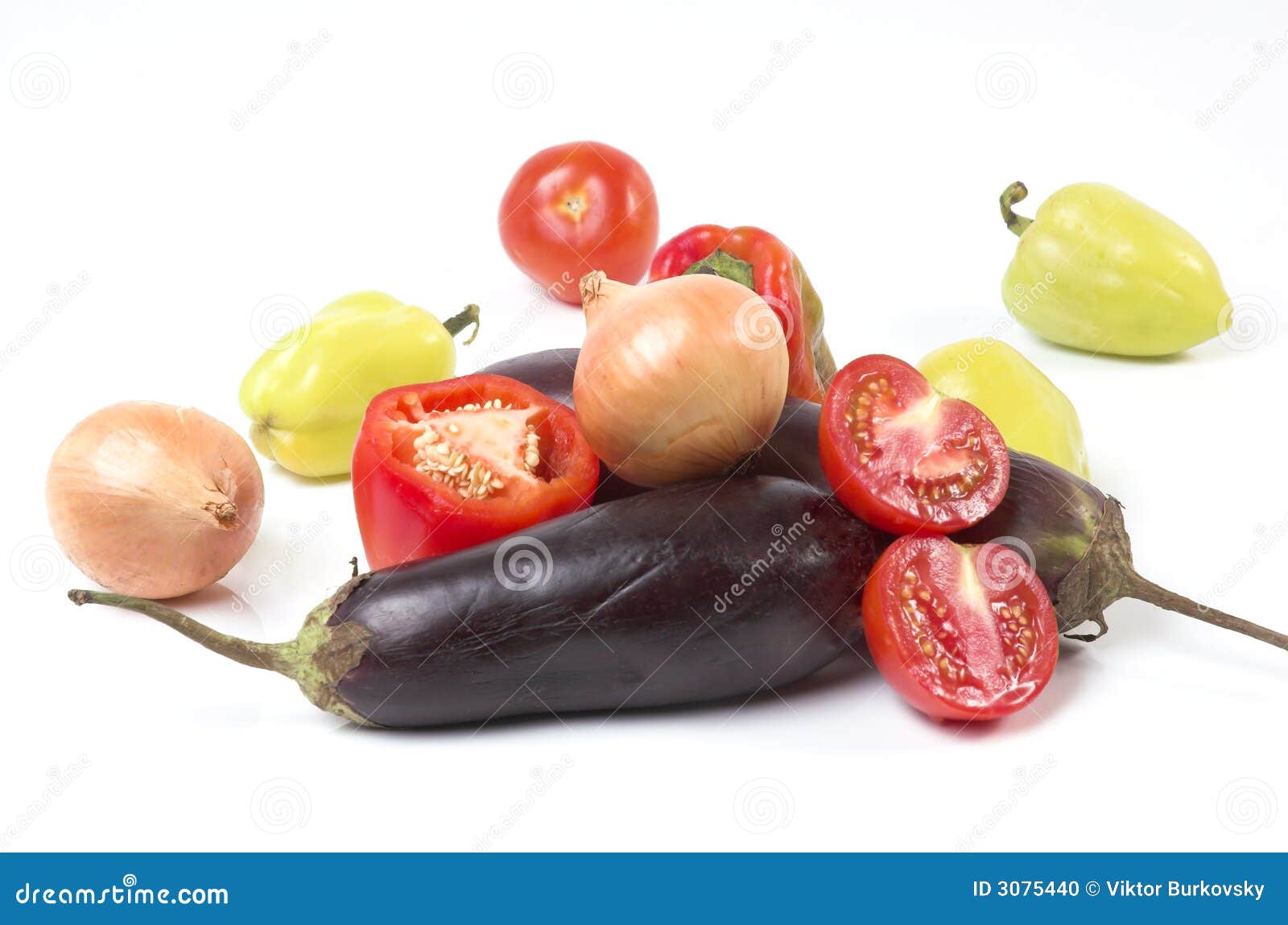 Eggplant, pepper, onions stock photo. Image of slice, tomato 3075440