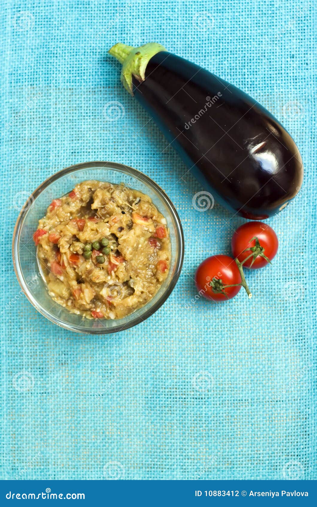 Eggplant puree with tomato stock photo. Image of parsley 10883412