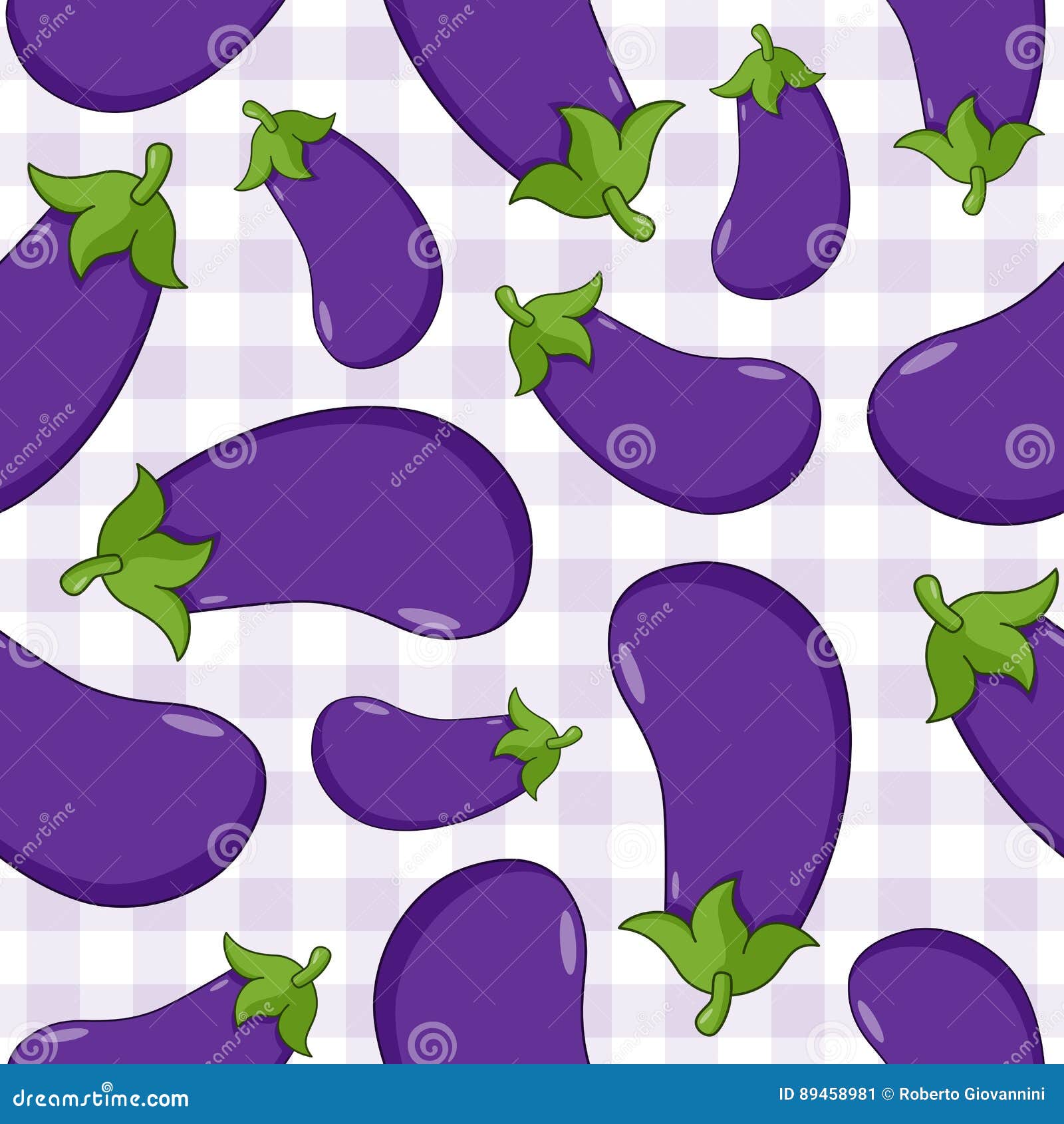 Eggplant Seamless Pattern on Tablecloth Stock Vector Illustration of