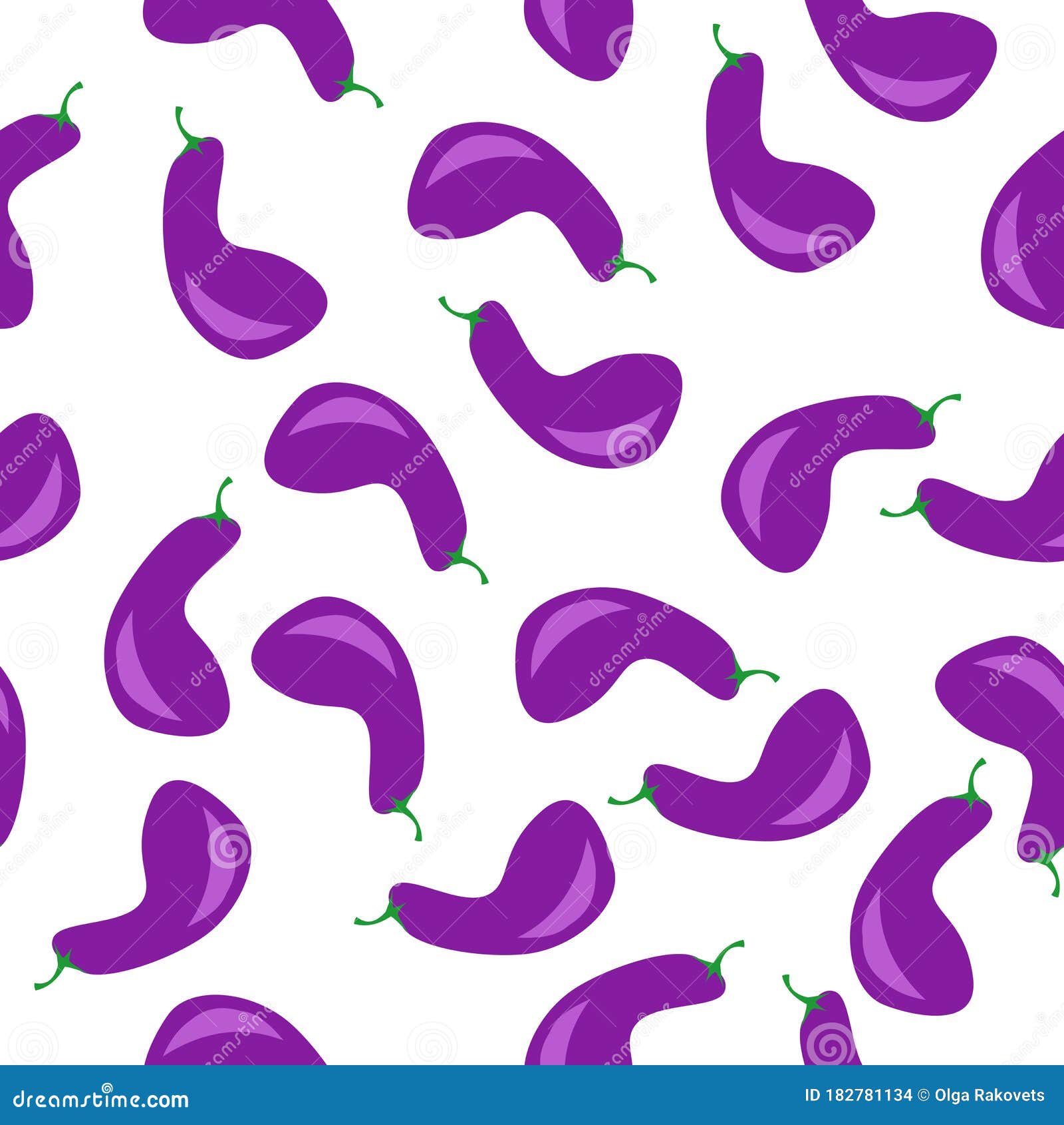 Eggplant Seamless Pattern, Vector Illustration on Food Theme Stock