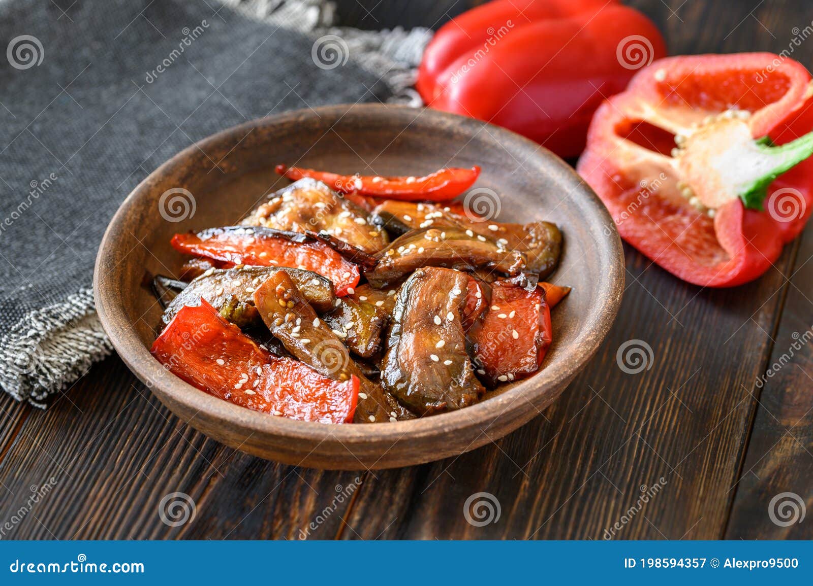 Eggplant stirfry stock image. Image of cuisine, fresh 198594357