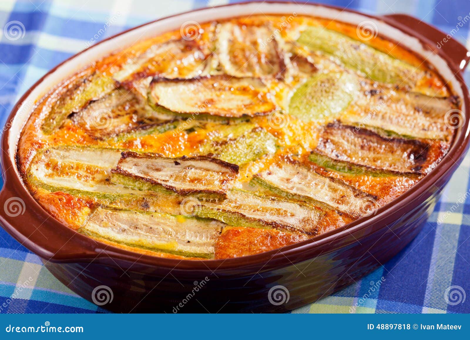 Eggplant, Zucchini and Cheese Casserole Stock Photo Image of