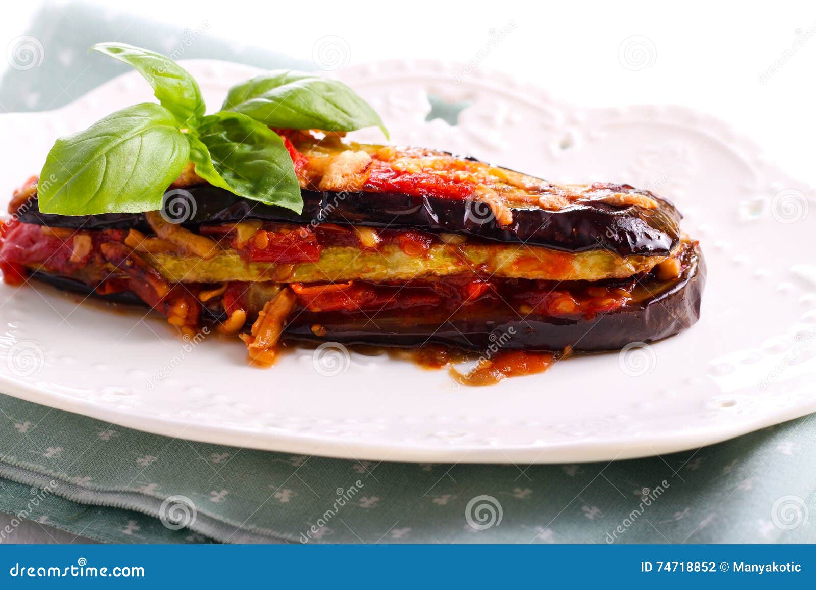 Eggplant and Zucchini in Tomato Sauce Stock Photo Image of snack