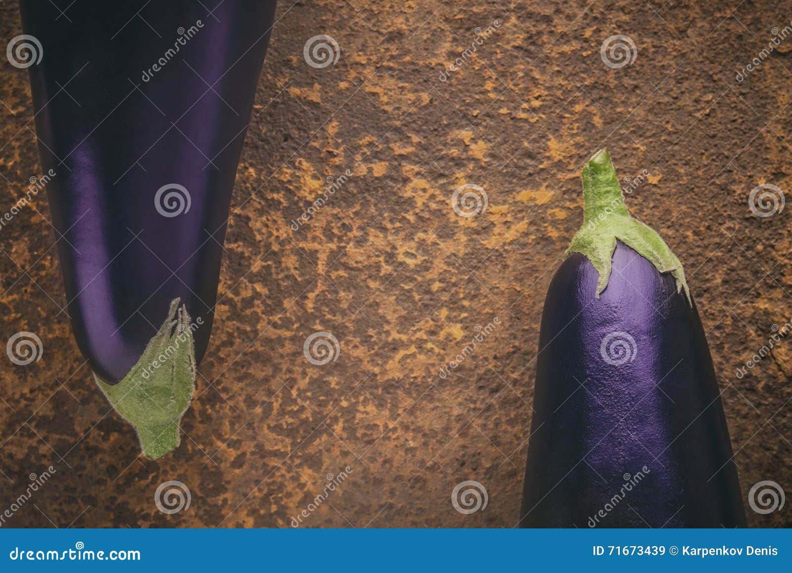 Eggplants on the Brown Stone Background Stock Image Image of food