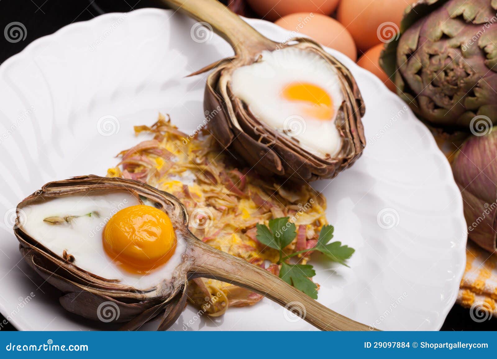 Eggs in Artichokes stock photo. Image of vegetarian, cook 29097884