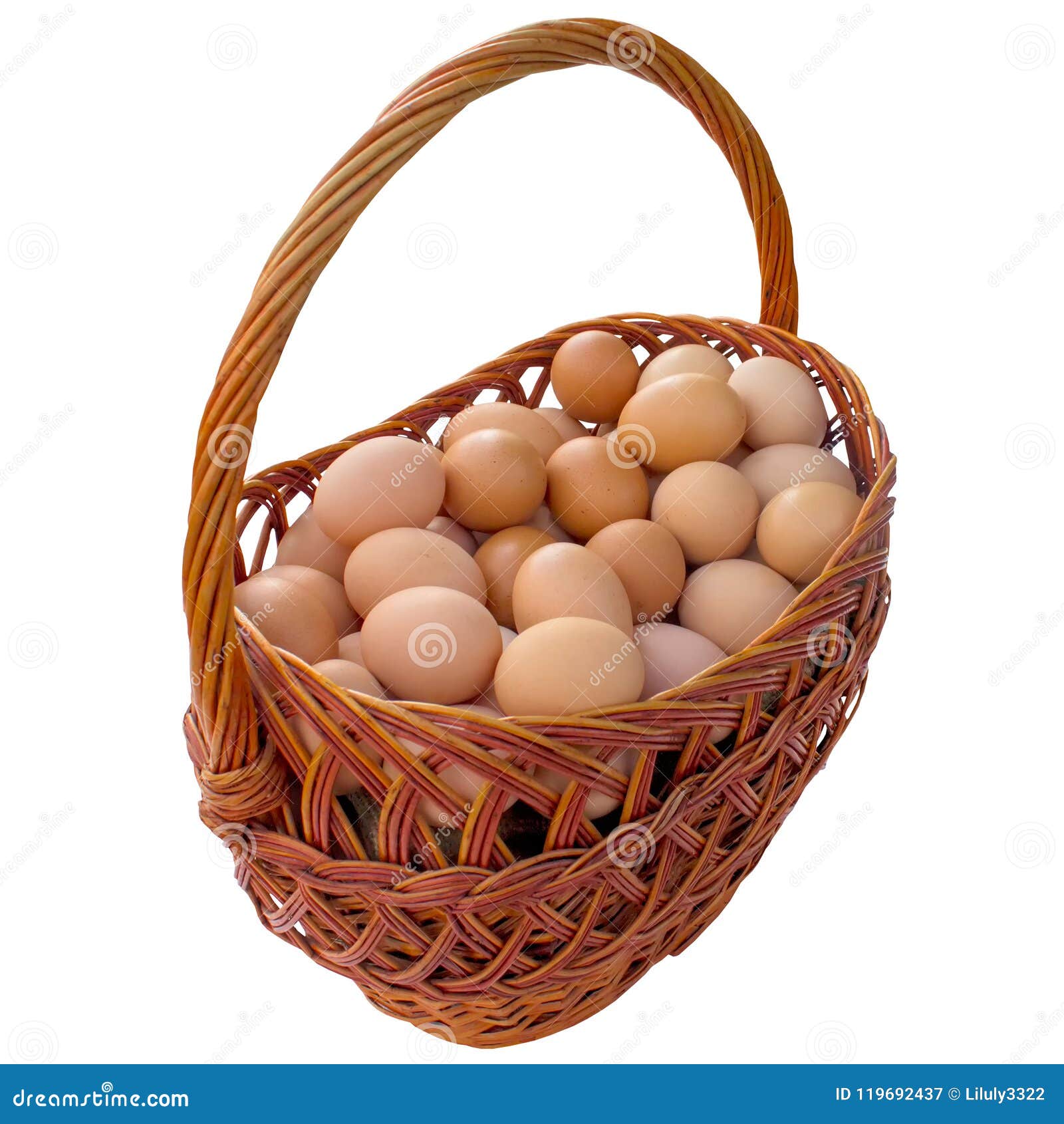 Eggs in Basket Isolated on White Background. Stock Image Image of