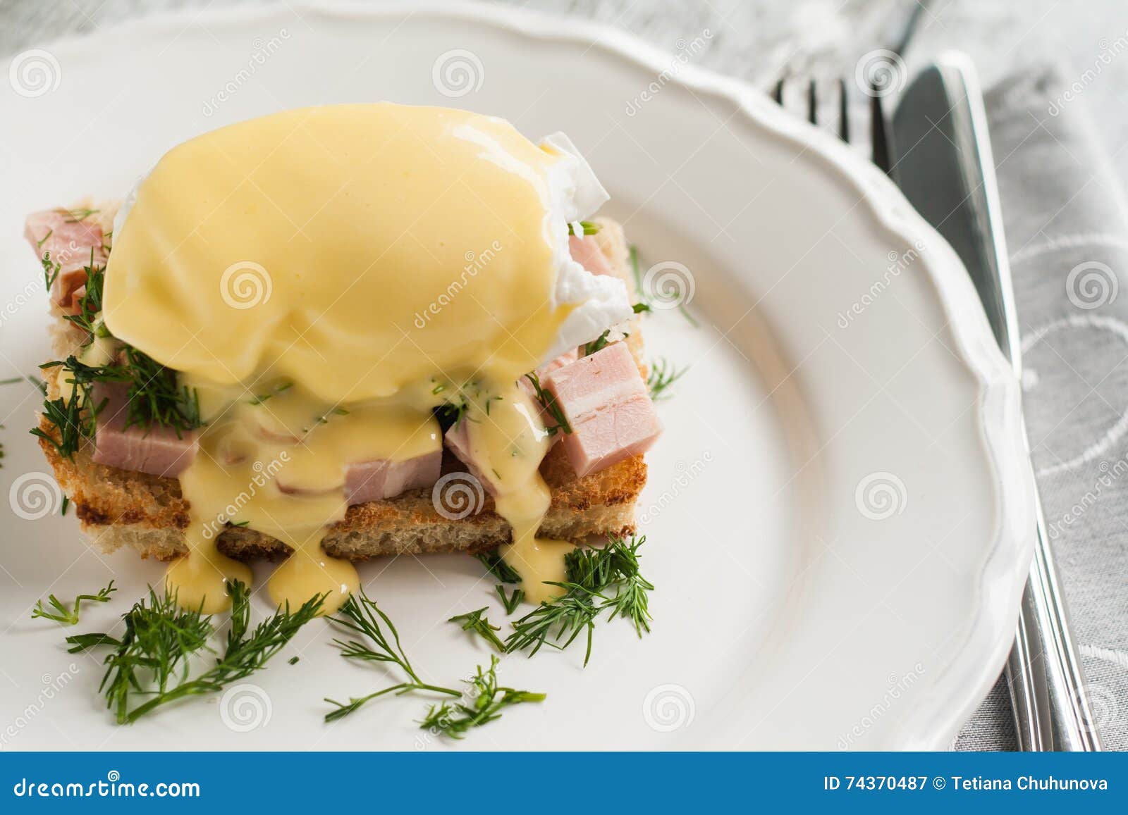 Eggs Benedict in the Context of a Hollandaise Sauce Stock Image Image