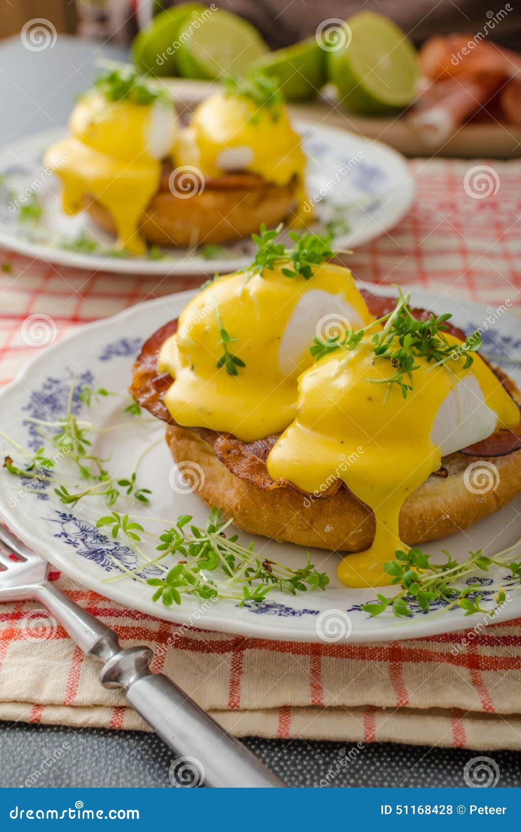 Eggs Benedict, Prosciutto with Hollandaise Stock Photo Image of