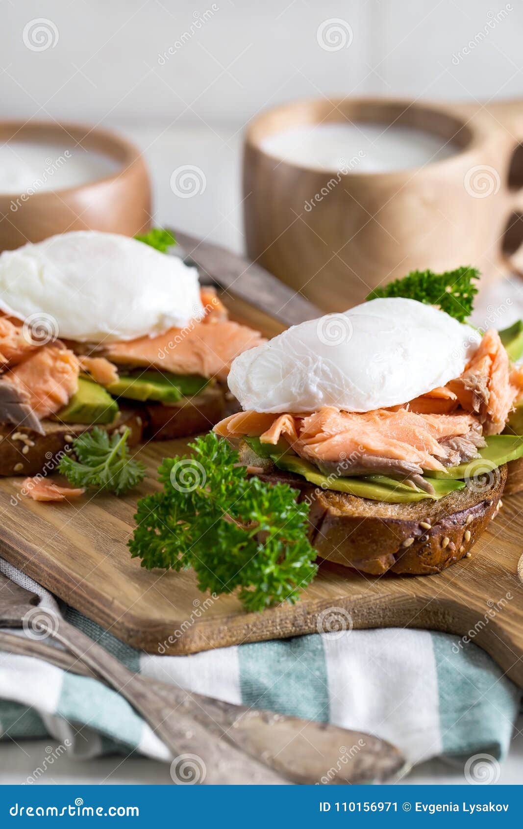Eggs benedict with salmon stock image. Image of dish 110156971