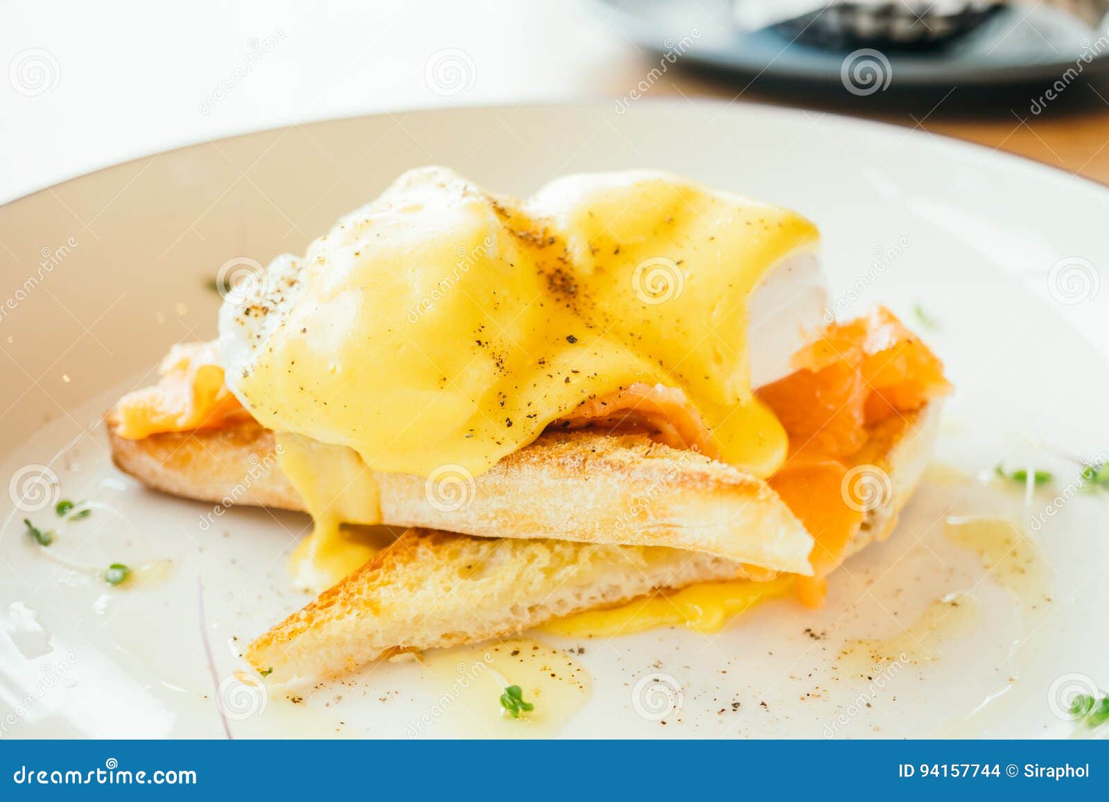 Eggs Benedict with Smoked Salmon for Breakfast Stock Photo Image of