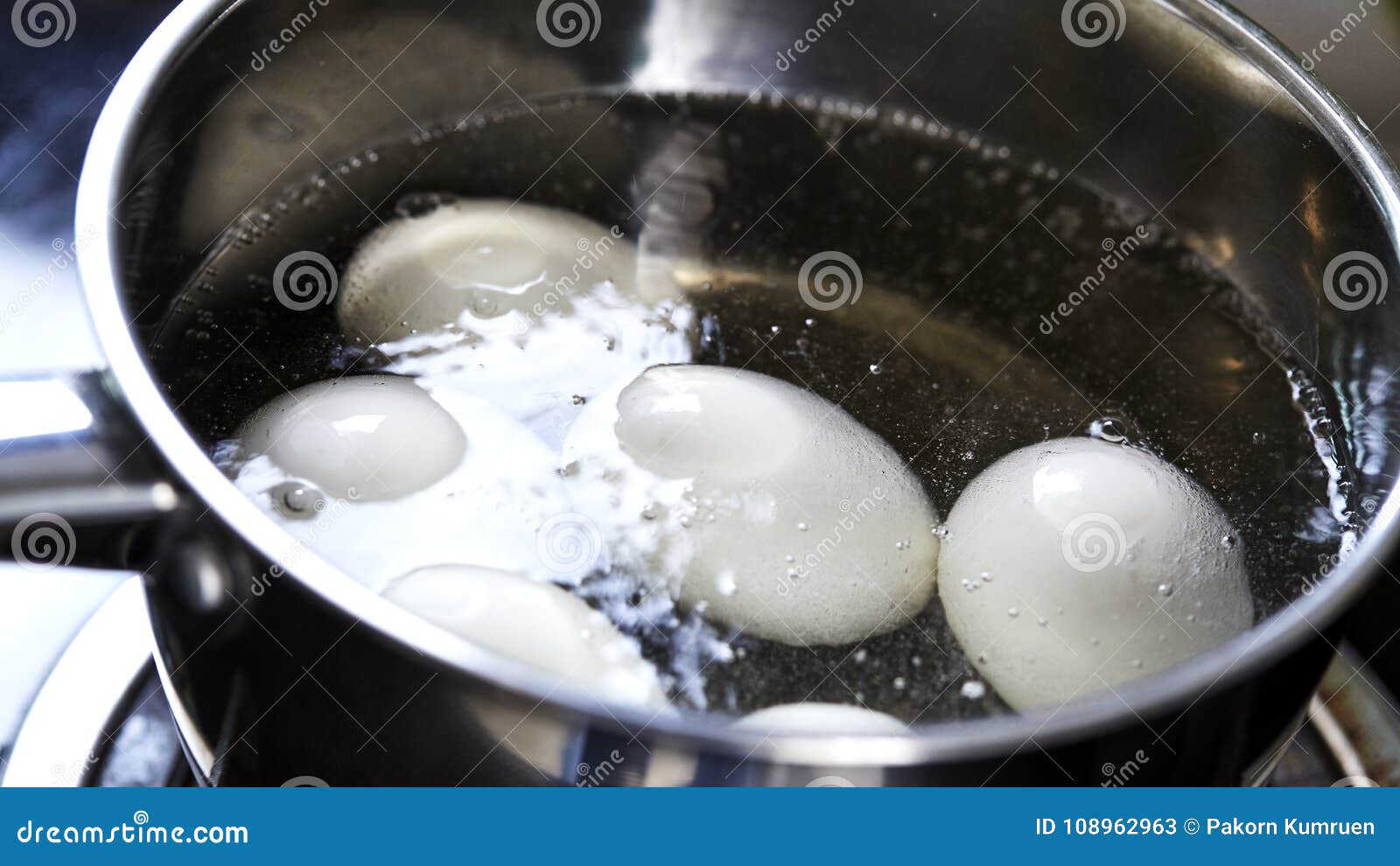 Eggs Boiling in Pan of Water Stock Image Image of cooking, kitchen