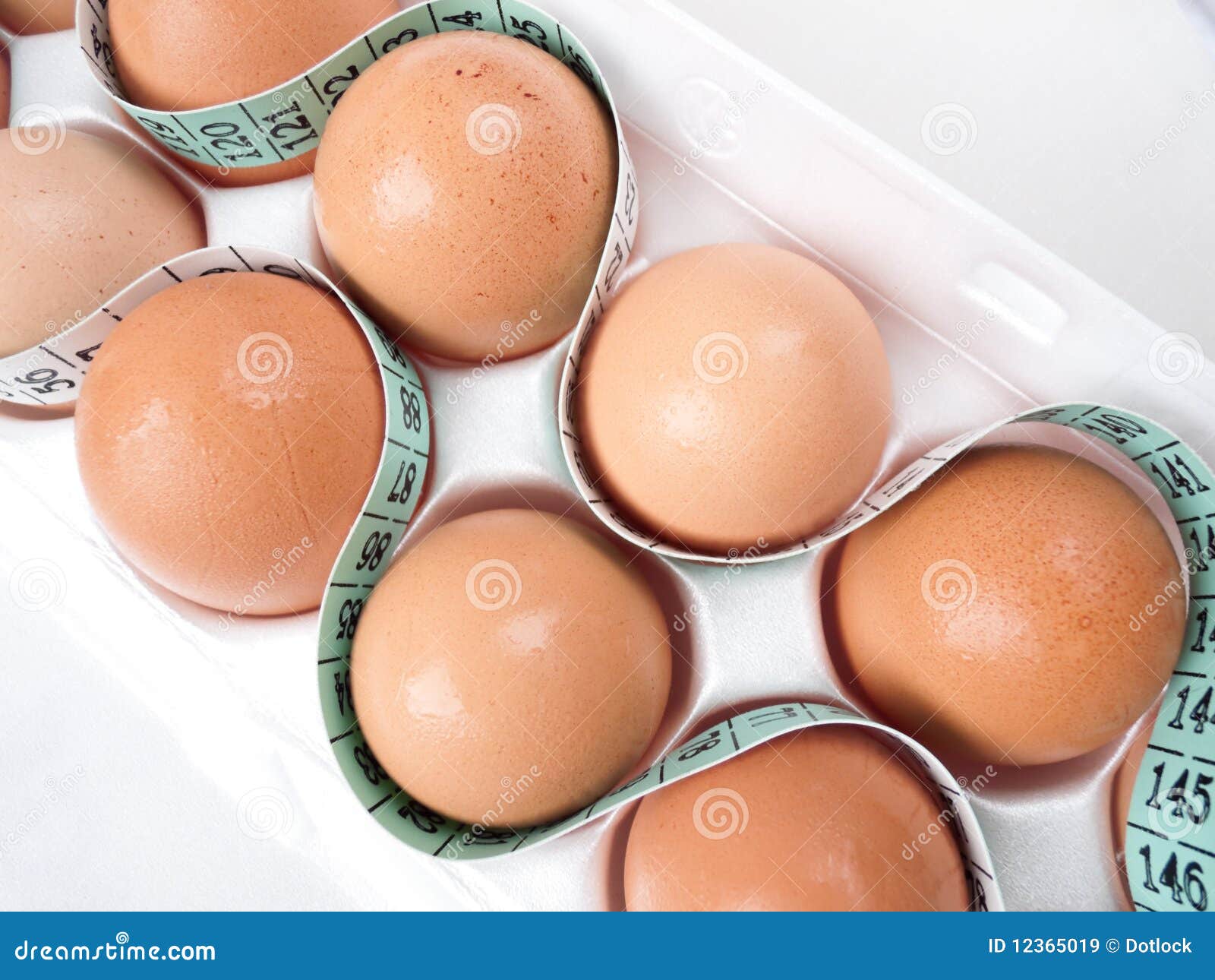 Eggs in Carton with Tape Measure Stock Image Image of white, recycled