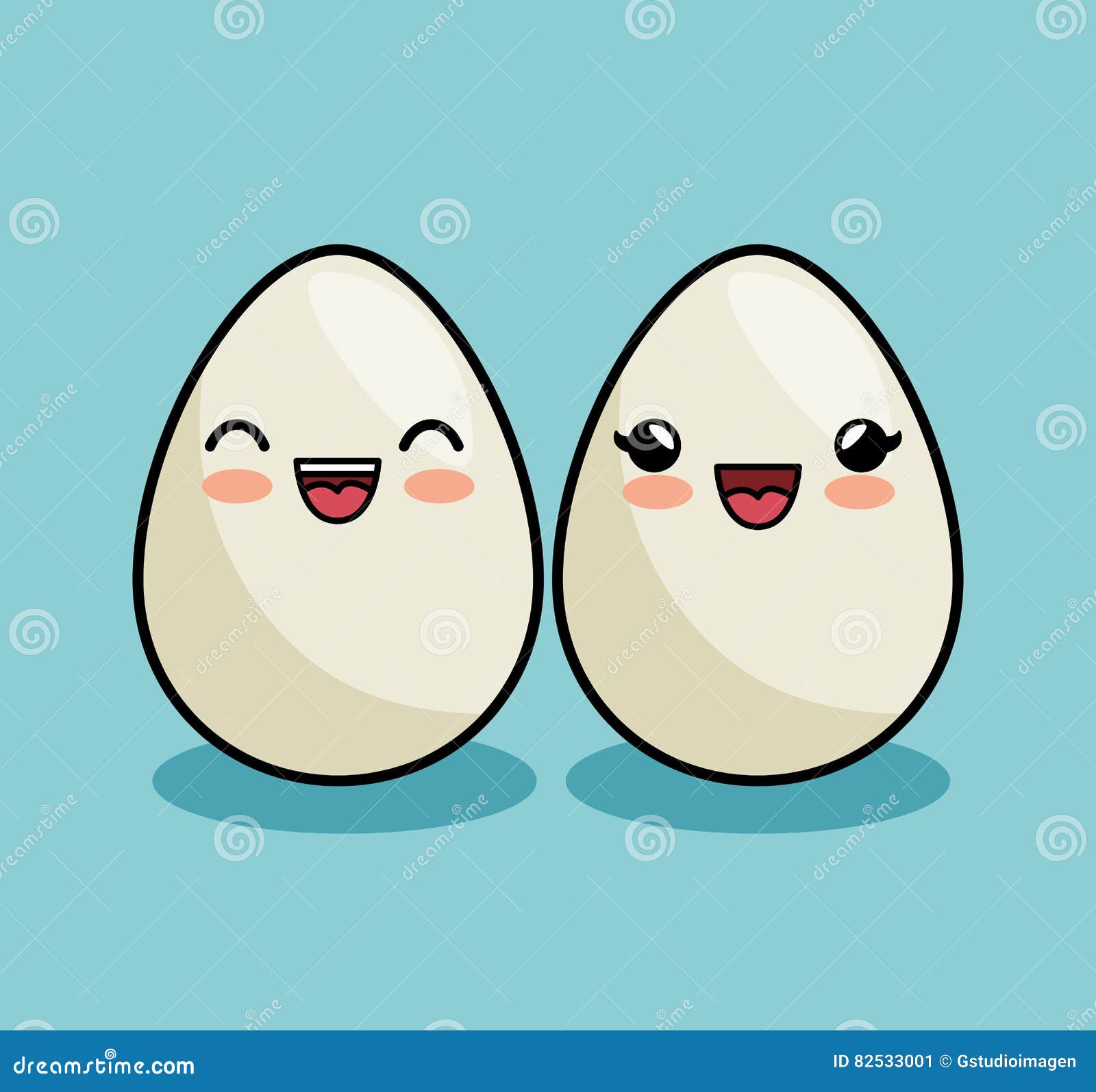 Eggs Character Kawaii Style Stock Illustration Illustration of smile