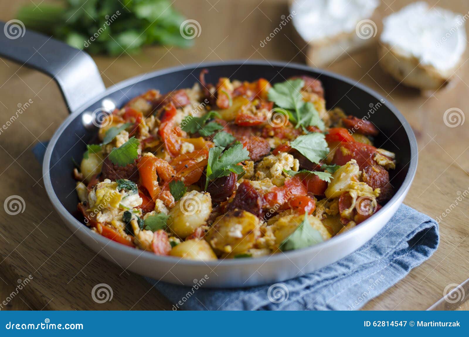 Eggs with Chorizo and Peppers Stock Image Image of food, pepper 62814547