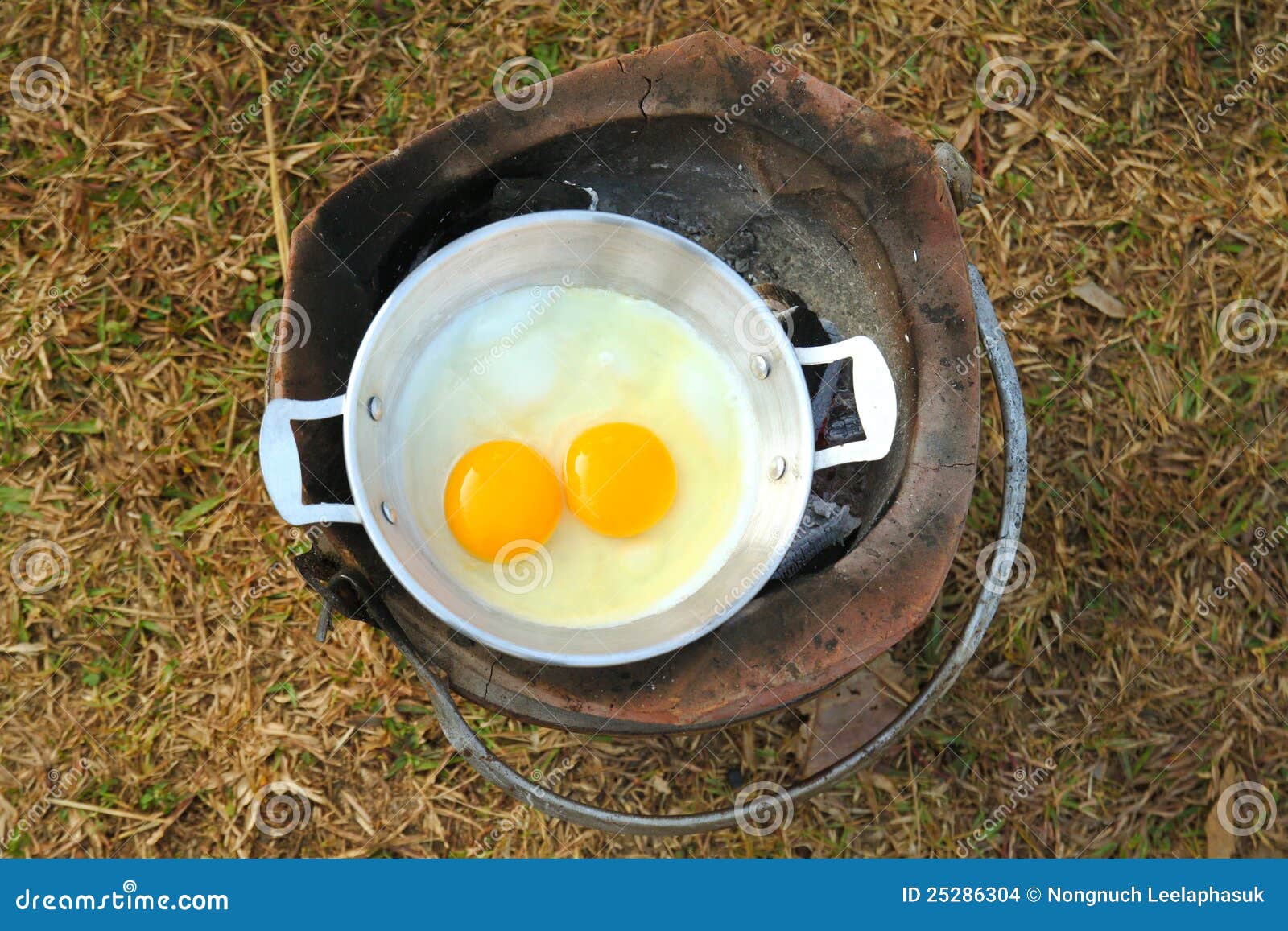 Eggs Cooked on a Camping Stove Stock Photo Image of sunny, healthy