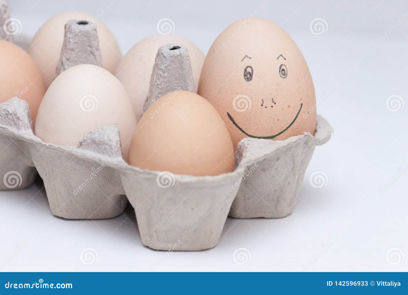 Eggs Face Drawing on Egg. Smiling and Satisfied Egg, the Biggest Egg
