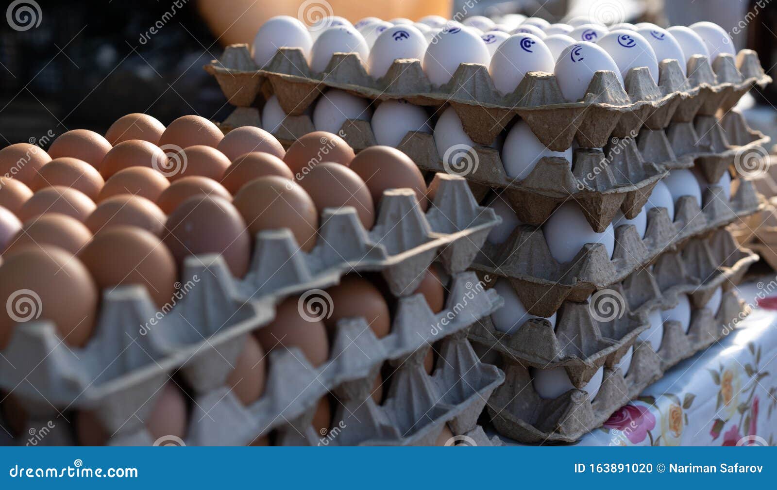 Eggs at a fair for sale stock photo. Image of breakfast 163891020