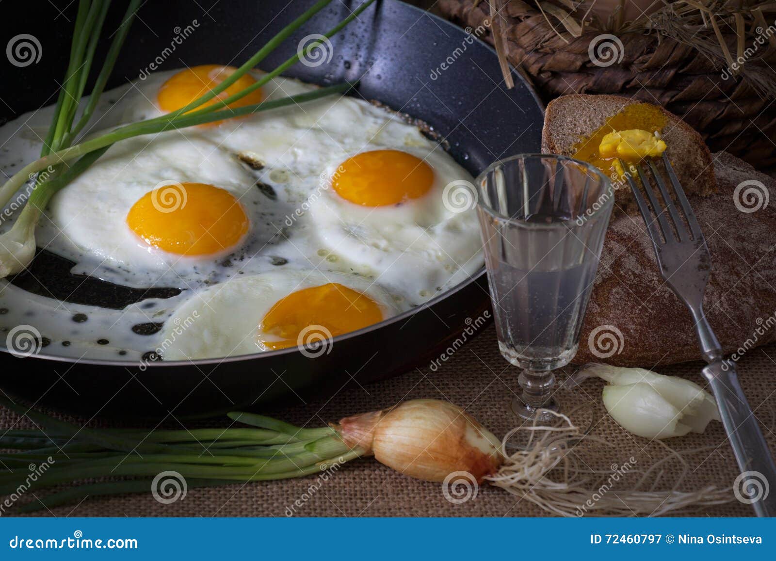 Eggs fried and green onion stock image. Image of eggs 72460797